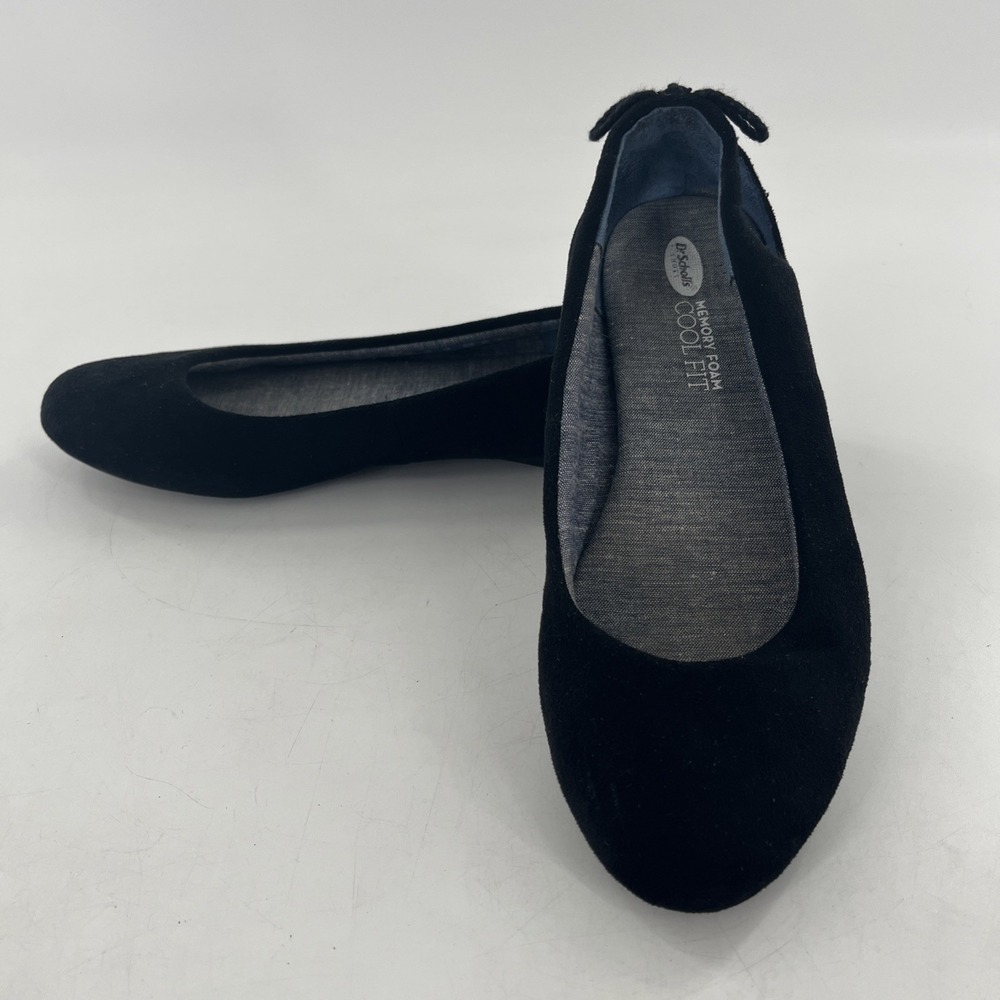 Dr Scholls Ballet Flat Womens Cool Fit Memory Foam 7 M Black Cut Out Bow Comfy